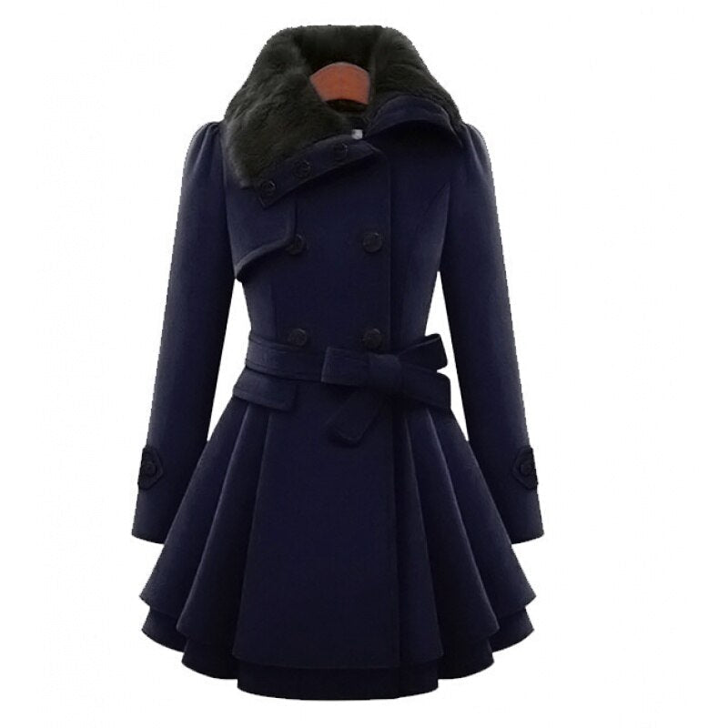 Shop Velvia | Warm Coat with Faux Fur Collar