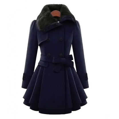 Shop Velvia | Warm Coat with Faux Fur Collar