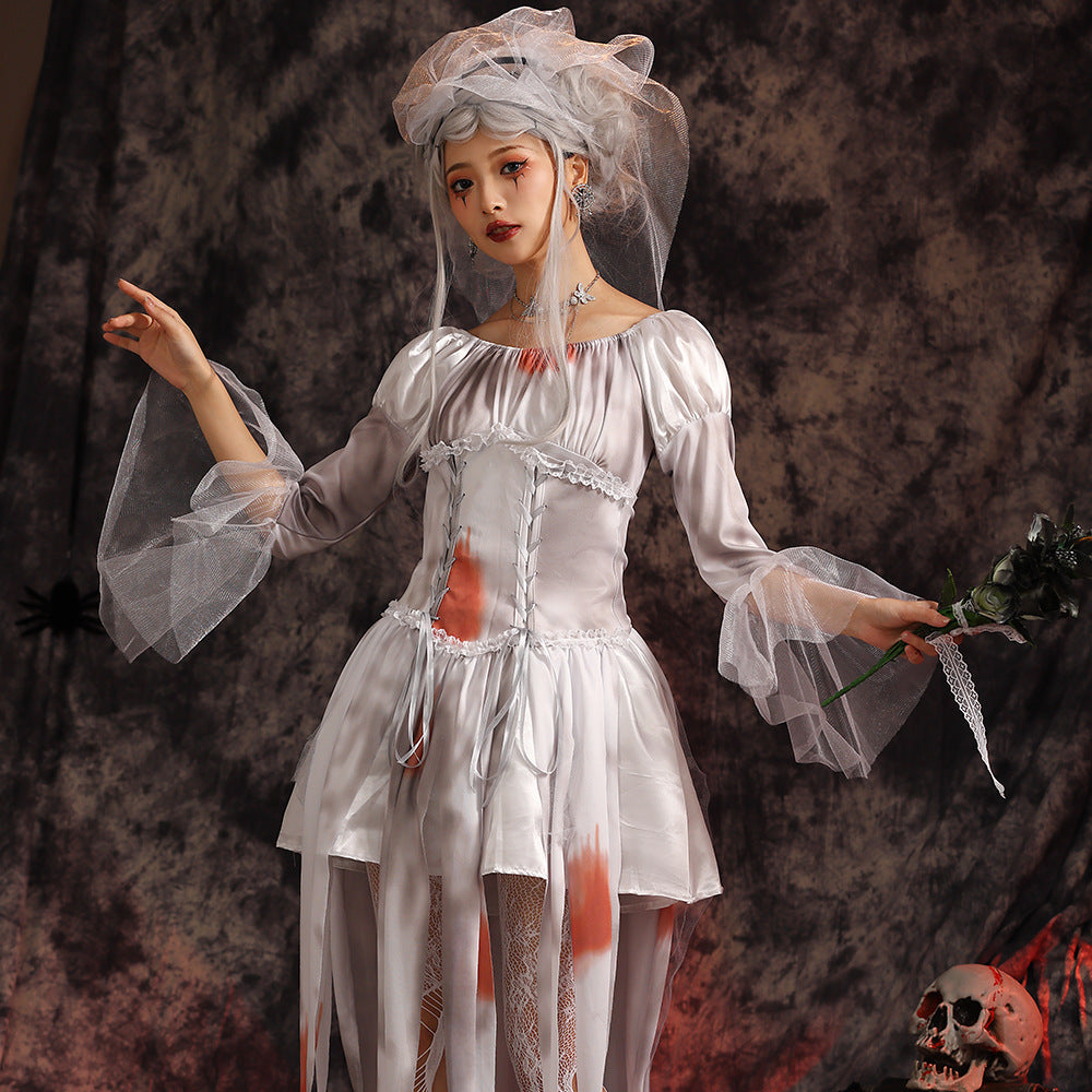 Men's Creepy Ghost Costume with Stylish Hat and Torn Details Shop Velvia