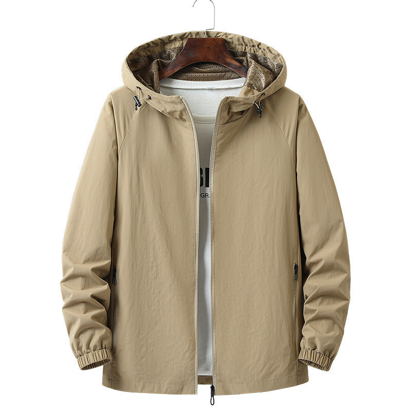 Men's Lightweight Windproof Hooded Outdoor Jacket with Full Zipper and Elastic Cuffs Shop Velvia