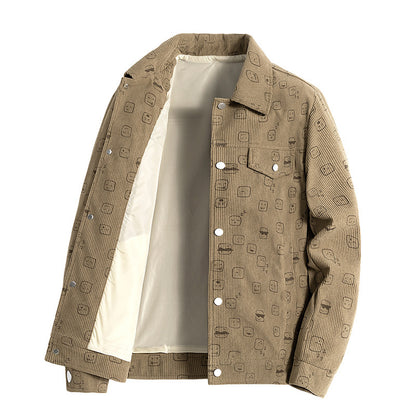 Men's cord jacket made of fine corduroy with allover print, snap button placket and flap pockets Shop Velvia