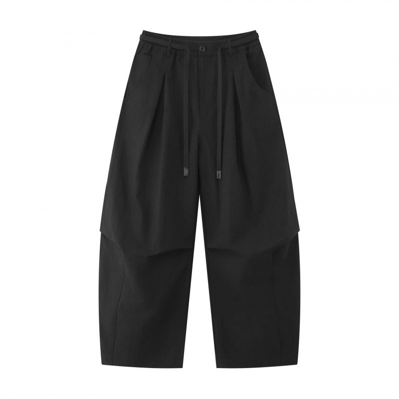 Unisex wide layered pants with balloon-shaped silhouette, high waist and drawstring Shop Velvia