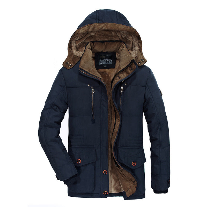 Men's winter parka with teddy lining, hood and water-repellent canvas outer layer Shop Velvia