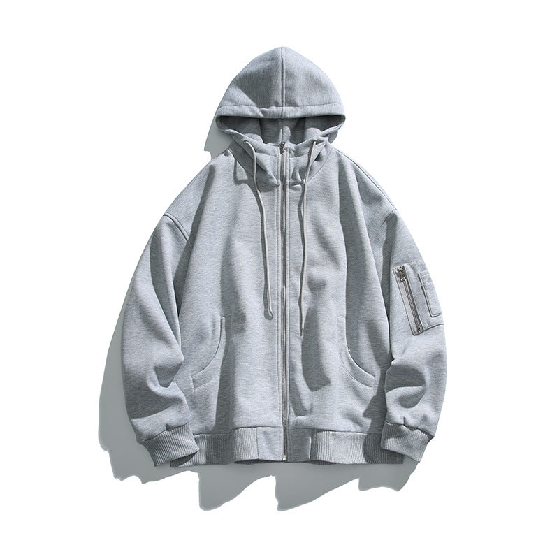 Unisex Oversize Hoodie Jacket with Front Zipper, Arm Pocket and Ribbed Hem Shop Velvia