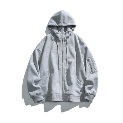 Unisex Oversize Hoodie Jacket with Front Zipper, Arm Pocket and Ribbed Hem Shop Velvia