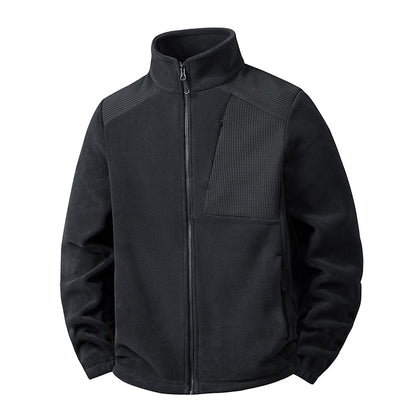Men's fleece jacket with stand-up collar and reinforced shoulder panels Shop Velvia