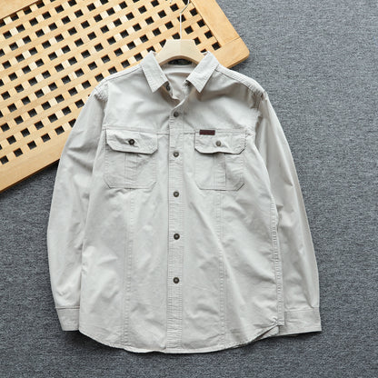 Men's shirt jacket made of cotton twill with chest flaps and button placket Shop Velvia