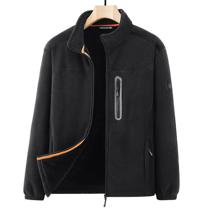 Men's microfleece outdoor jacket with waterproof breast pocket, stand-up collar, and teddy fleece lining Shop Velvia