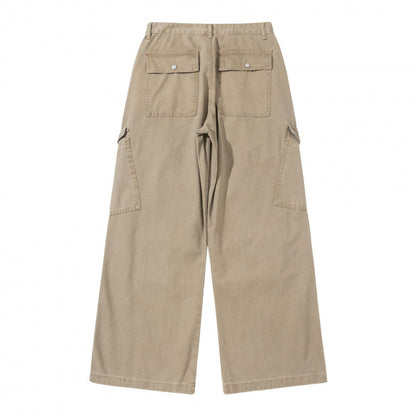 Ladies wide utility cargo pants made of sturdy canvas with a high waist and knee pleats Shop Velvia