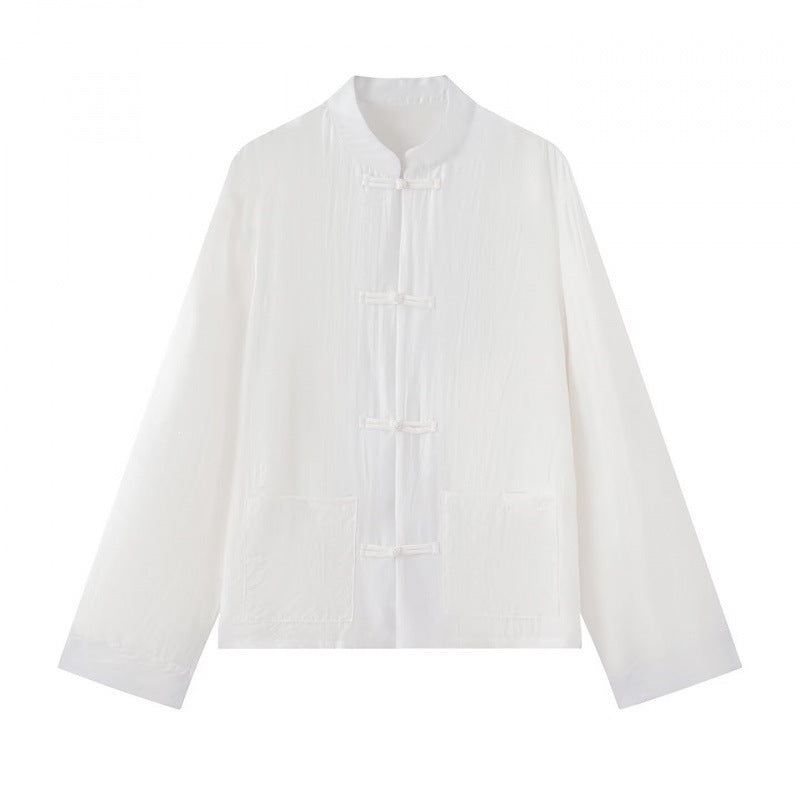 Unisex Lightweight Cotton Tunic with Stand-Up Collar and Traditional Frog Button Closure Shop Velvia