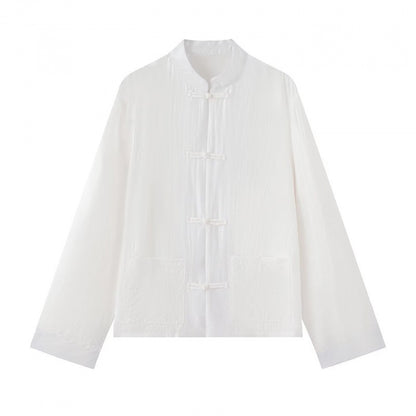 Unisex Lightweight Cotton Tunic with Stand-Up Collar and Traditional Frog Button Closure Shop Velvia
