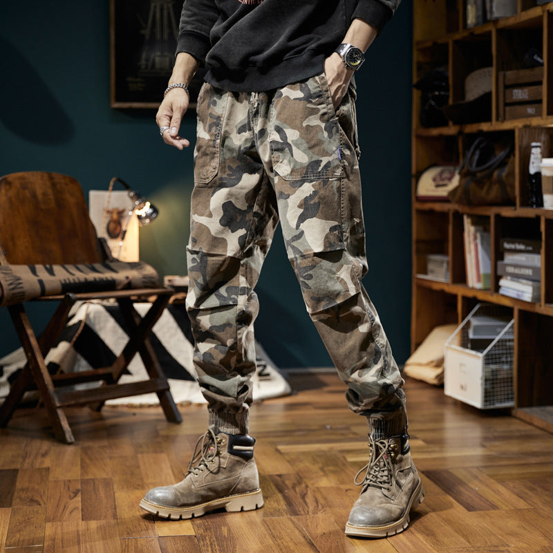 Men's Camouflage Cargo Jogger with Elastic Waistband, Utility Pockets, and Drawstring Shop Velvia