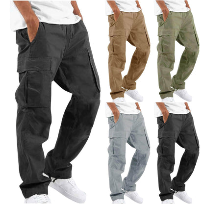 Men's casual cotton cargo pants with multi-pockets and adjustable hem Shop Velvia