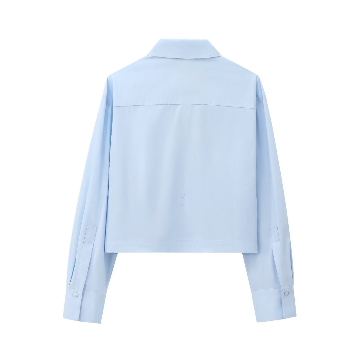Women's Cropped Shirt with Crystal Decoration and Oversized Collar Shop Velvia