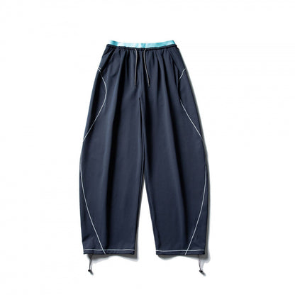 Unisex Wide Tech Jogging Pants with Drawstring, Contrast Seams and Adjustable Hem Shop Velvia