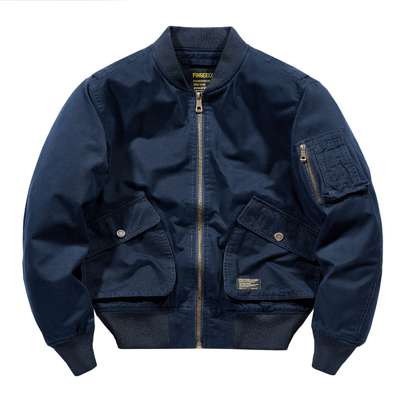 Men's Short-Cut Canvas Bomber Jacket in Utility-Field Style with Pocket Organizer Shop Velvia