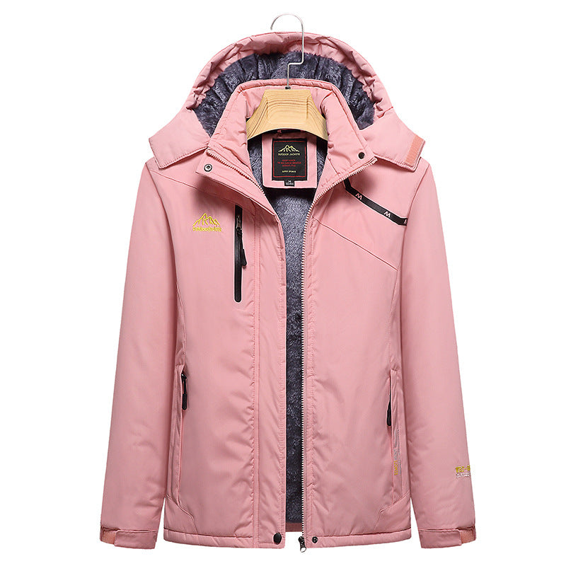 Women's Quilted Winter Jacket with Fleece Lining, Removable Hood, and Waterproof Softshell Outer Layer Shop Velvia