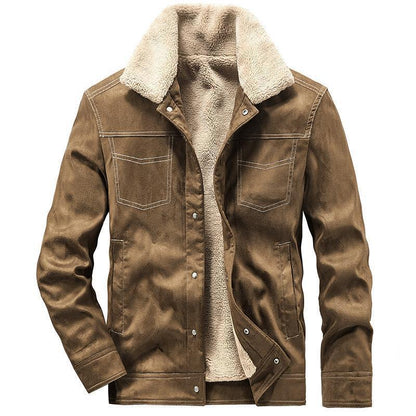 Men's suede jacket with Sherpa lining, teddy inner lining and snap button closure Shop Velvia