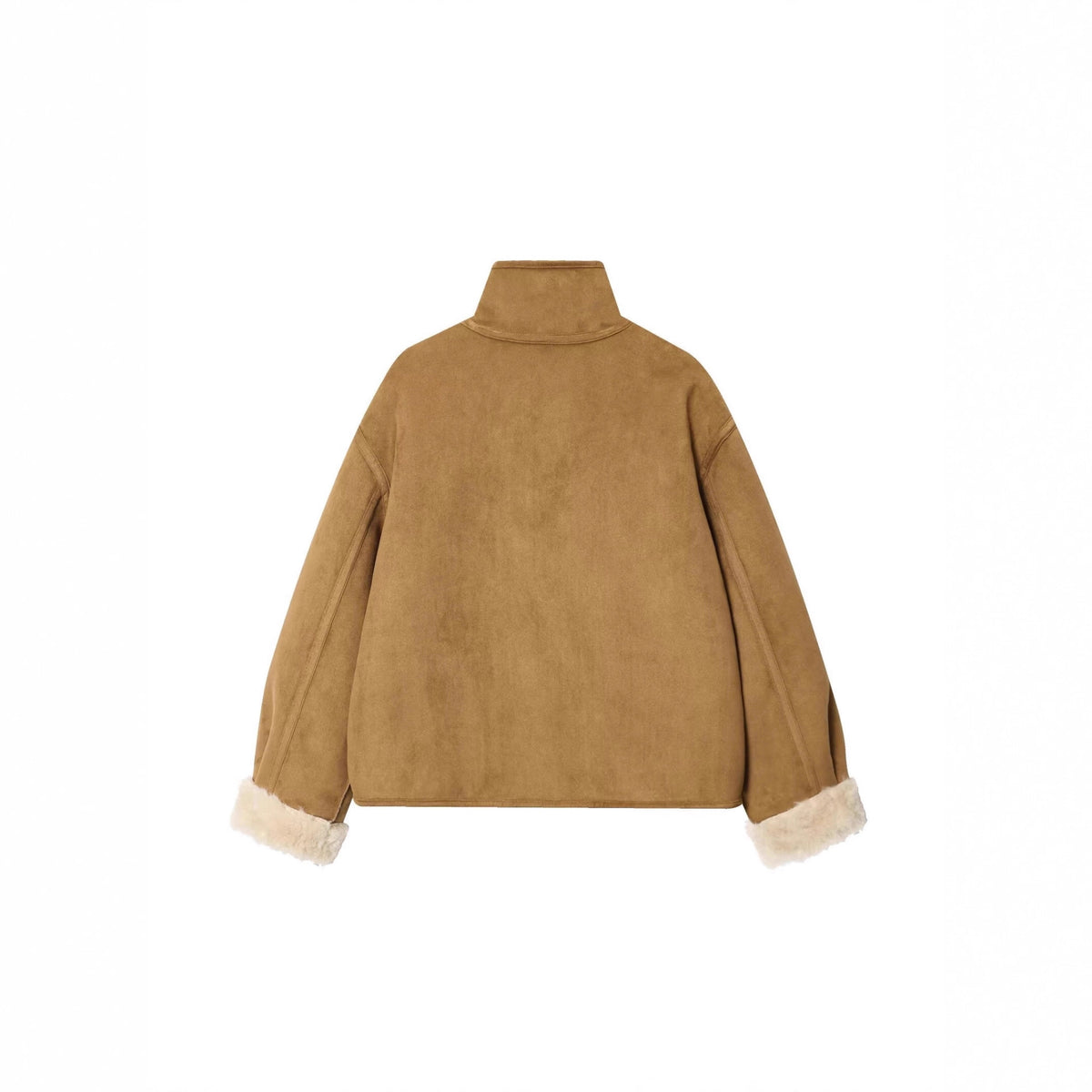 Women's Short Velour Jacket with Teddy Lining, High Stand-Up Collar and Patch Pockets Shop Velvia