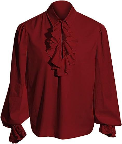 Men's elegant Baroque ruffle shirt with stand-up collar, ruffled chest, and lace cuffs Shop Velvia