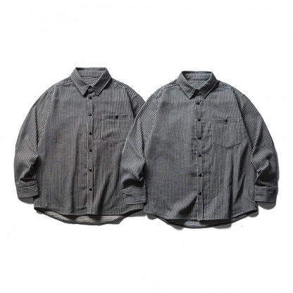 Men's Striped Oversized Shirt made of Washed Cotton Blend with Chest Pocket Shop Velvia