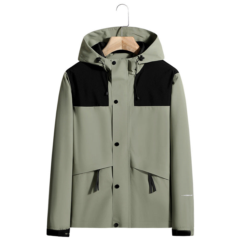 Men's Lightweight Water-Repellent Hooded Softshell Jacket with Concealed Press Stud Placket and Drawstring Shop Velvia