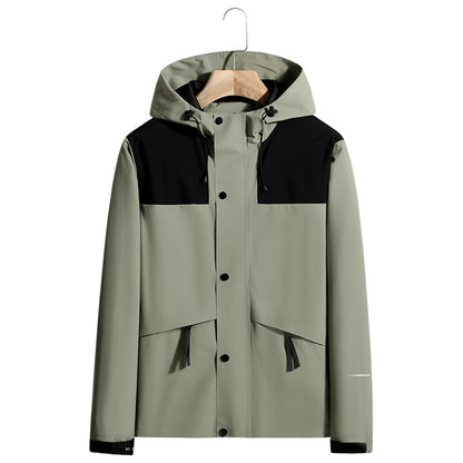 Men's Lightweight Water-Repellent Hooded Softshell Jacket with Concealed Press Stud Placket and Drawstring Shop Velvia