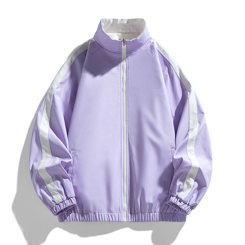 Ladies Lightweight Oversized Training Jacket with Stand-Up Collar, Contrast Stripes and Elastic Hem Shop Velvia