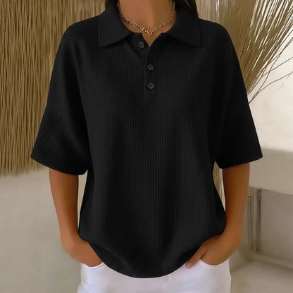 Women's sporty polo shirt made of waffle piqué Shop Velvia