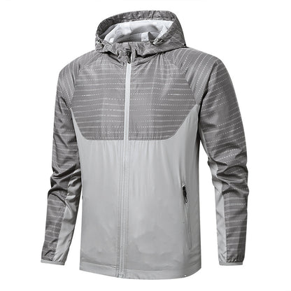 Men's Lightweight Reflective Hooded Windbreaker with Mesh Lining and Zipper Pockets Shop Velvia
