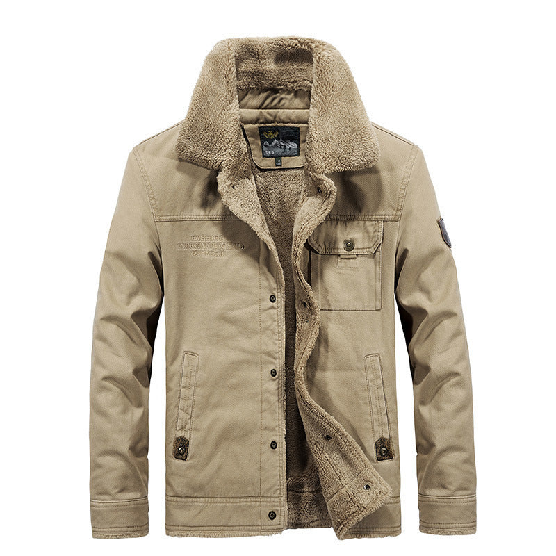 Men's Robust Canvas Field Jacket with Teddy Lining, Stand Collar and Utility Pockets Shop Velvia