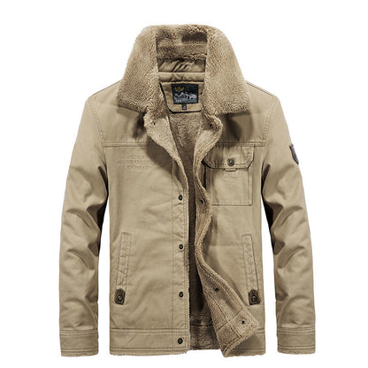 Men's Robust Canvas Field Jacket with Teddy Lining, Stand Collar and Utility Pockets Shop Velvia