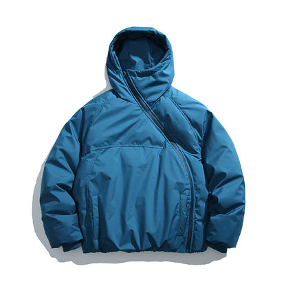 Unisex Padded Oversized Quilted Jacket with Asymmetrical Zipper Shop Velvia