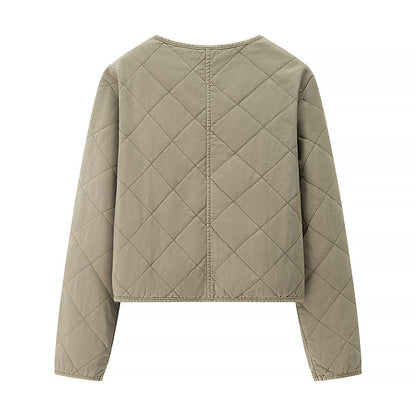 Women’s short quilted jacket with diamond quilting, full zip and integrated pockets Shop Velvia