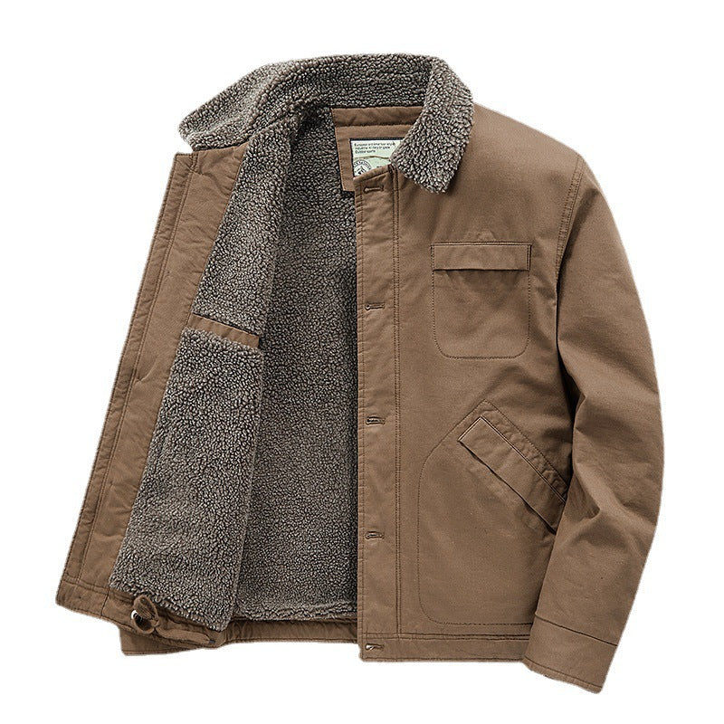 Men's insulated canvas work jacket with sherpa lining and shirt collar Shop Velvia