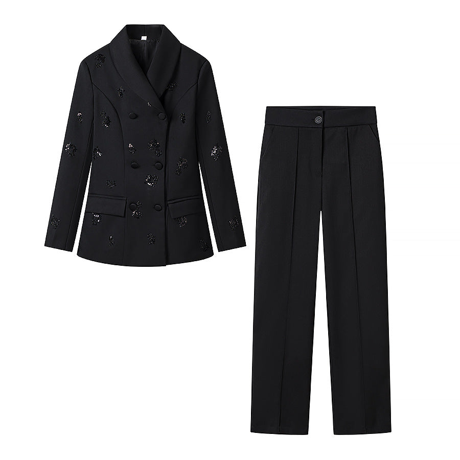 Women's Tailored Peplum Blazer and Palazzo Pants Set Shop Velvia