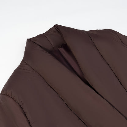 Women's Short Quilted Tailored Quilted Jacket with Shawl Collar and Tie Belt Shop Velvia