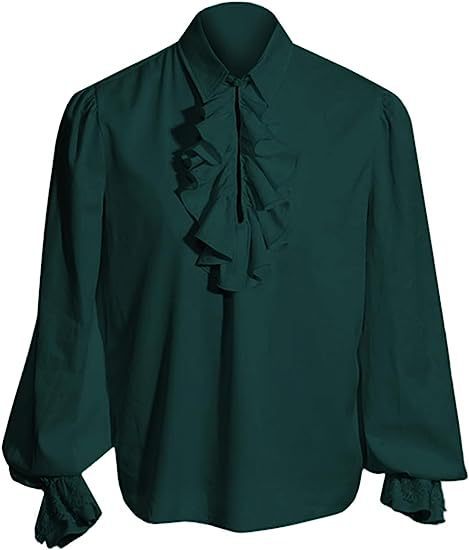Men's elegant Baroque ruffle shirt with stand-up collar, ruffled chest, and lace cuffs Shop Velvia