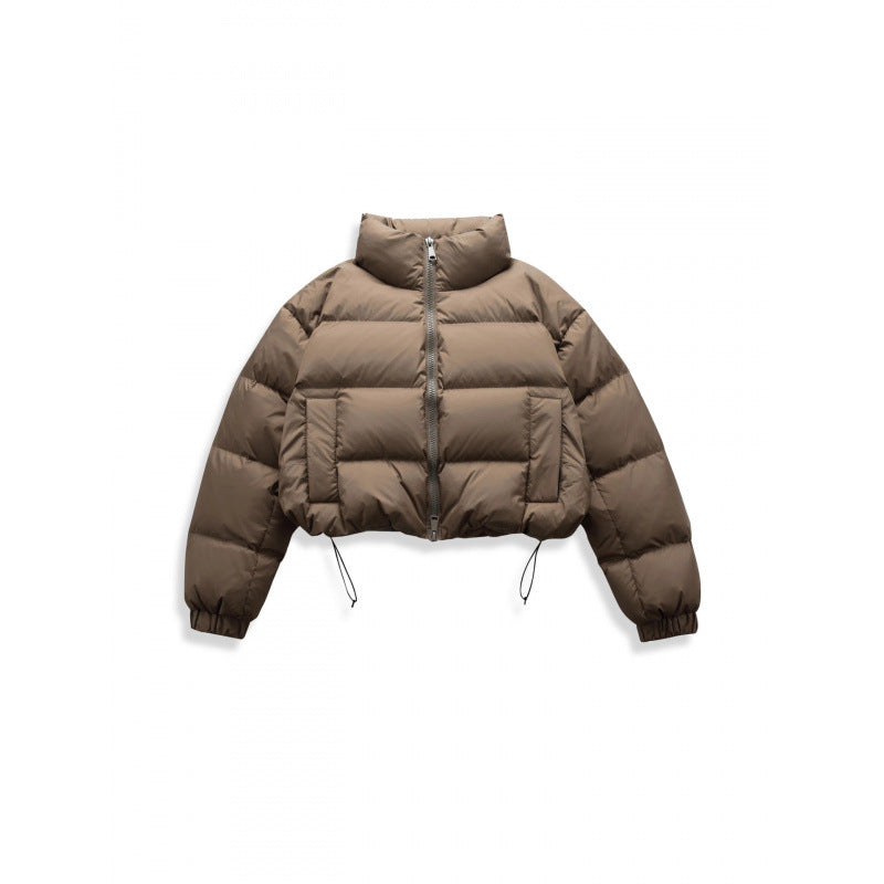 Women's short quilted winter jacket in cropped style with high stand-up collar Shop Velvia