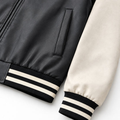 Men's Retro Style Letterman Jacket with Faux Leather Body and Suede Sleeves Shop Velvia