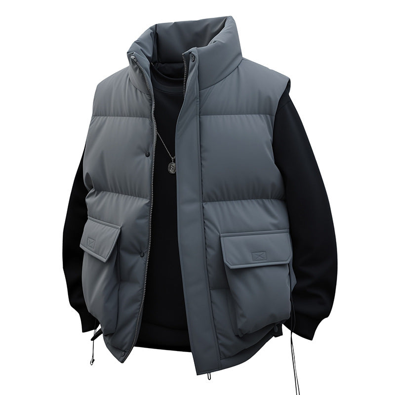 Men's Padded Utility Vest with High Stand Collar and Multi-Functional Pockets Shop Velvia