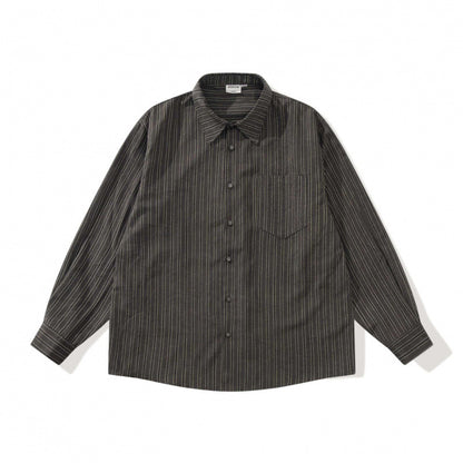 Unisex Oversized Striped Shirt in Relaxed Fit with Chest Pocket Shop Velvia