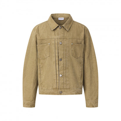 Unisex Boxy Denim Jacket in Worker Look with Metal Button Placket and Chest Pockets Shop Velvia