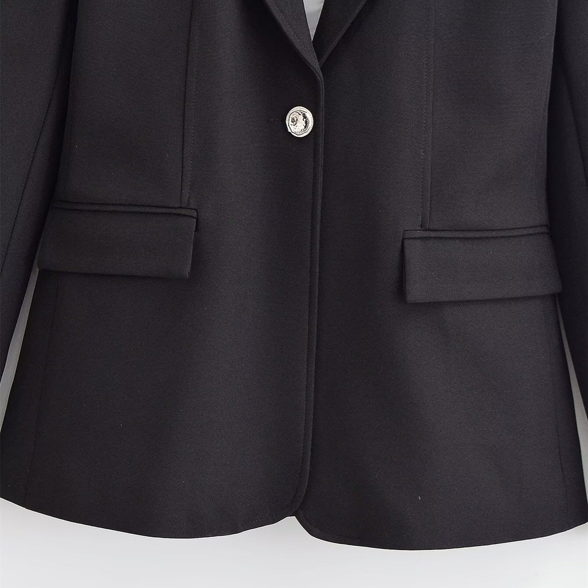 Women Tailored Single-Button Business Blazer with Patch Pockets Shop Velvia