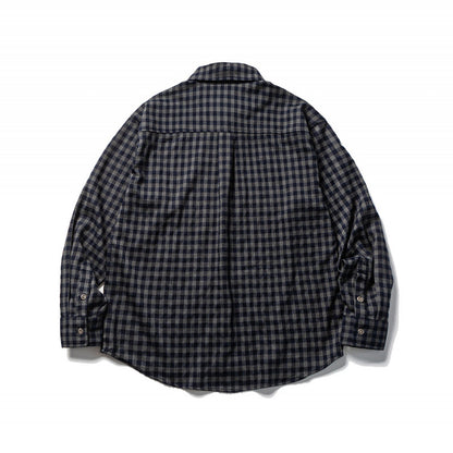 Unisex Oversize Check Flannel Shirt with Shirt Collar, Button Front and Rounded Hem Shop Velvia