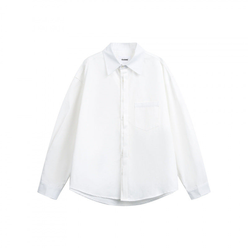 Unisex Oversized Shirt with concealed button placket and chest pocket Shop Velvia