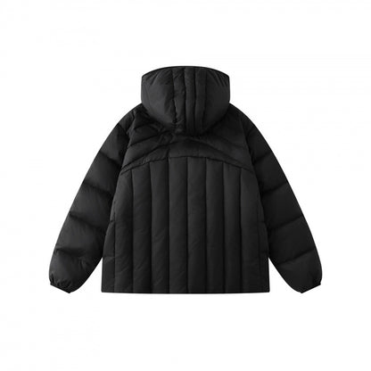 Unisex Short padded hoodie in boxy puffer style with geometric quilting Shop Velvia