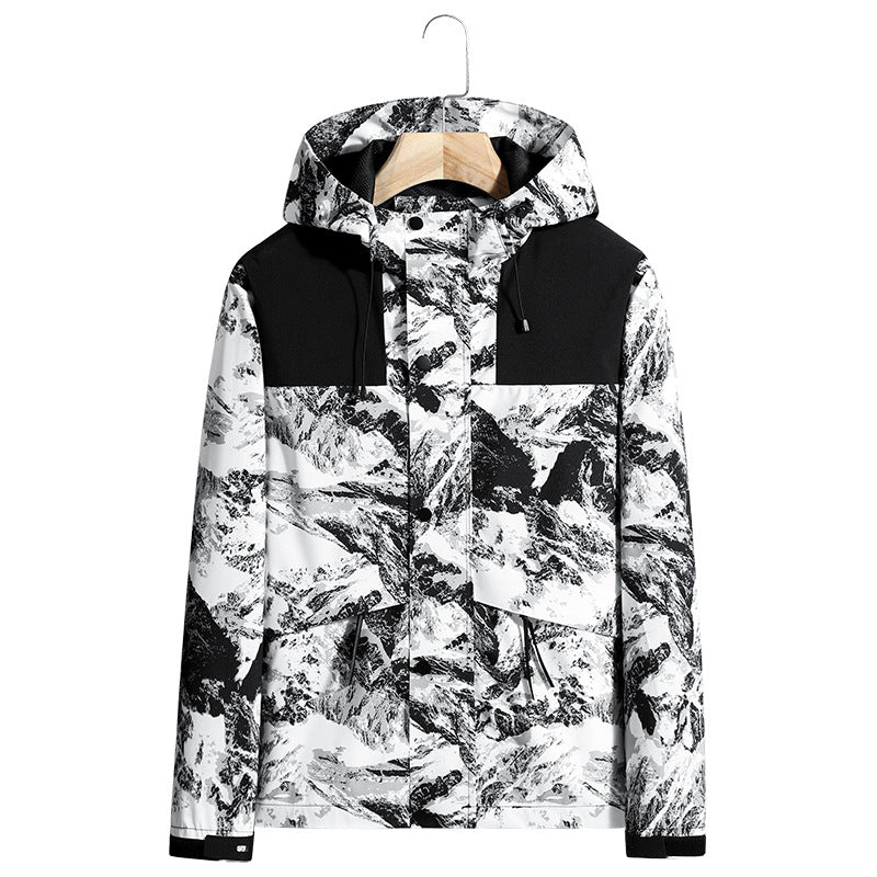 Men's Lightweight Water-Repellent Hooded Softshell Jacket with Concealed Press Stud Placket and Drawstring Shop Velvia