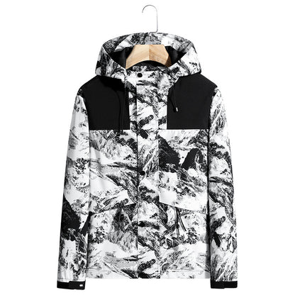 Men's Lightweight Water-Repellent Hooded Softshell Jacket with Concealed Press Stud Placket and Drawstring Shop Velvia