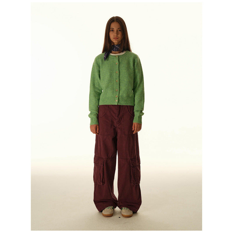 Women's Baggy Cargo Pants with High Waist, Large Flap Pockets and Reinforced Seam Panels Shop Velvia